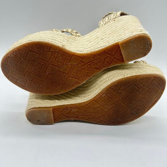 Lucky‎ Brand Braided Jute Gold Espadrille Platform Braided Wedge Sandals 8 - Picture 8 of 10